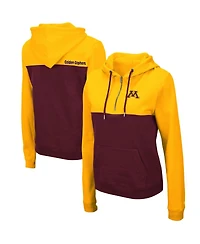 Women's Colosseum Gold, Maroon Minnesota Golden Gophers Aidan Half-Zip Hoodie