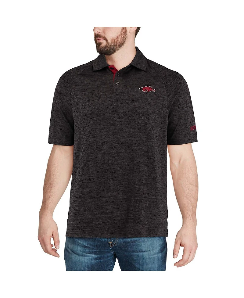 Men's Colosseum Black Arkansas Razorbacks Down Swing Polo Shirt