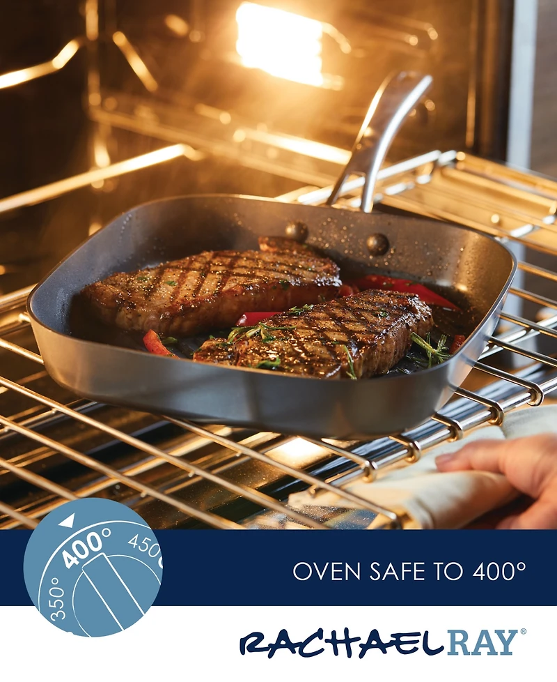 Rachael Ray Cook + Create Hard Anodized Nonstick Deep Grill Pan, 11"