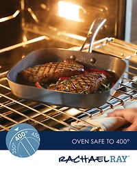 Rachael Ray Cook + Create Hard Anodized Nonstick Deep Grill Pan, 11"