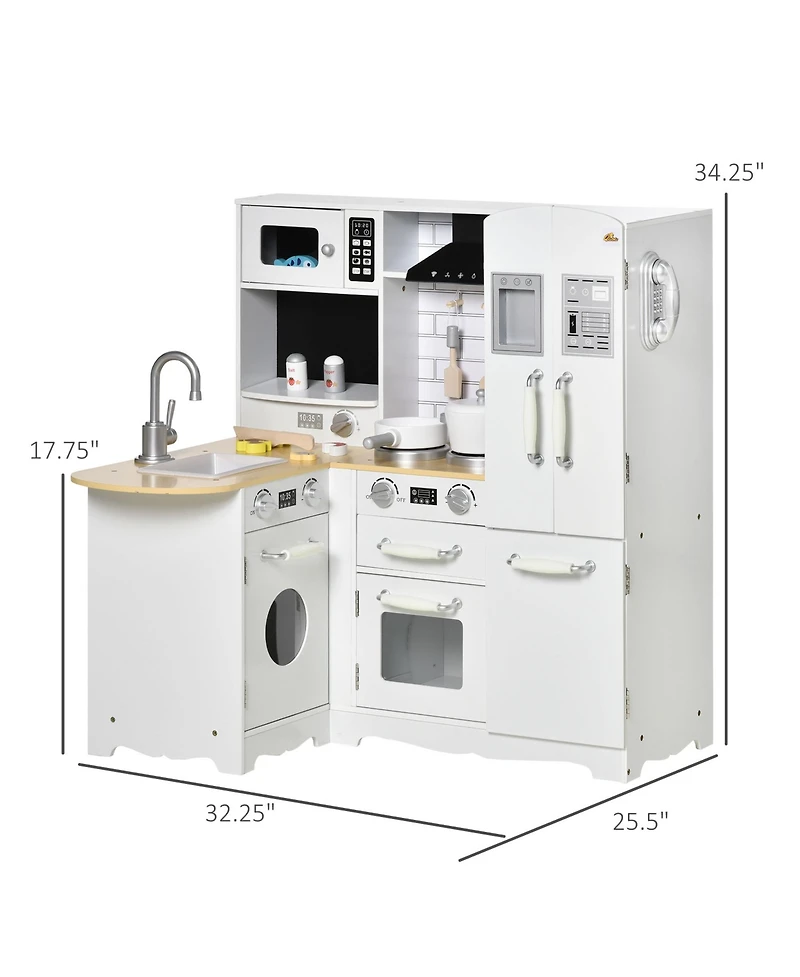 Qaba Large Kitchen Set w/ Full Set of Appliances Pretend Play Toy