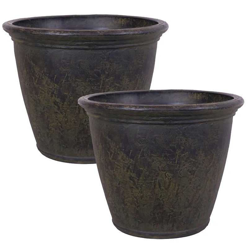 Anjelica 24" Double-Walled Polyresin Outdoor Planter with Uv-Resistant Sable Finish