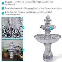 Sunnydaze Decor 45-Inch 3-Tier Mediterranean Outdoor Water Fountain - Glass Fiber Reinforced Concrete Construction - Gray