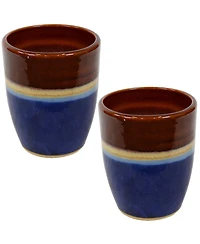 Captivating Vista 11.5-Inch Outdoor Ceramic Planters - Set of 2 - Beachcomber