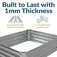 Galvanized Raised Garden Bed Outdoor - Metal Planter Box for Gardening Vegetables and Plants - 12" H Rectangle - Silver