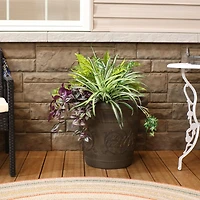 Arabella 19.5" Double-Walled Polyresin Outdoor Planter - Fade-Resistant Sable Finish