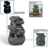 Indoor Home Decorative Relaxing Stacked Rocks Tabletop Water Fountain with Led Lights - 10"