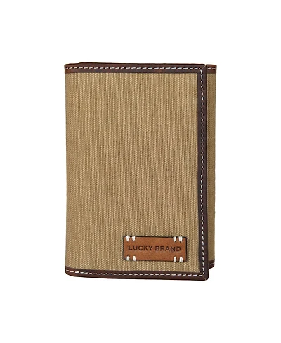 Lucky Brand Men's Canvas with Leather Trim Trifold Wallet