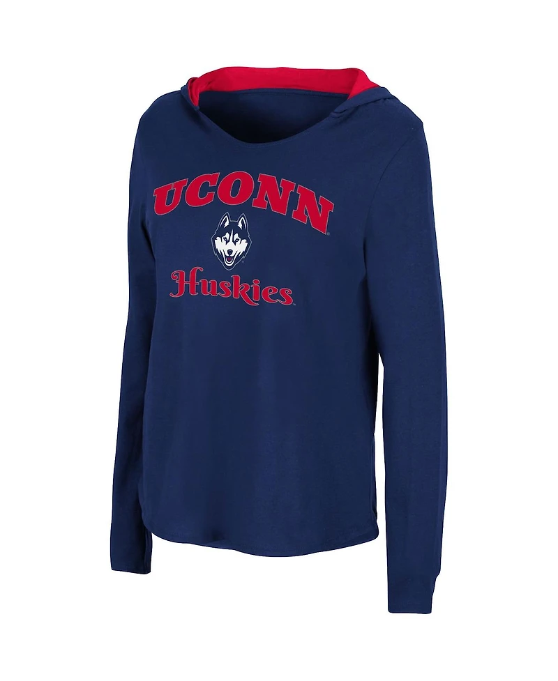 Women's Colosseum Navy UConn Huskies Catalina Hoodie Long Sleeve T-shirt
