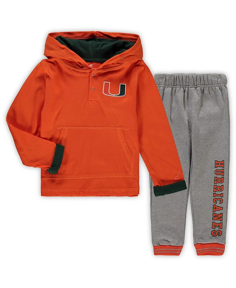 Toddler Boys Colosseum Orange, Heathered Gray Miami Hurricanes Poppies Hoodie and Sweatpants Set