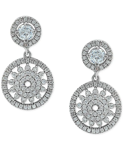 Giani Bernini Cubic Zirconia Flower Circle Drop Earrings in Sterling Silver, Created for Macy's