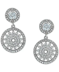 Giani Bernini Cubic Zirconia Flower Circle Drop Earrings in Sterling Silver, Created for Macy's
