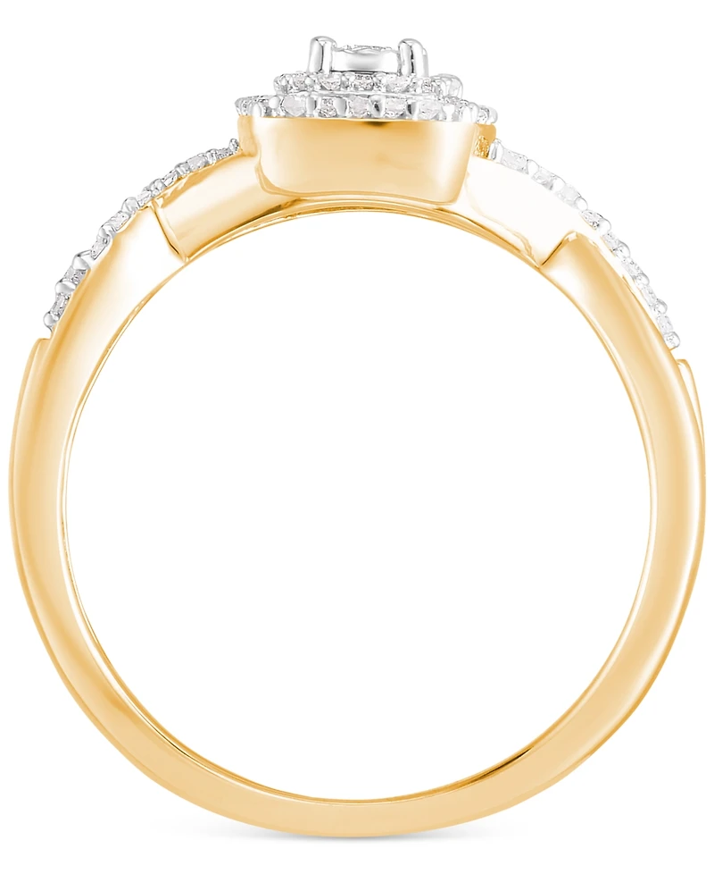 Diamond Swirled Shank Ring (1/5 ct. t.w.) 14k Gold-Plated Sterling Silver