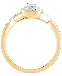 Diamond Swirled Shank Ring (1/5 ct. t.w.) 14k Gold-Plated Sterling Silver