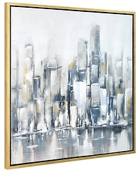 Empire Art Direct Winter Cityscape Textured Glitter Hand Painted Canvas Wall Art, 36" x 36"
