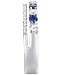 Lab-Grown Emerald (1/3 ct. t.w.) & Lab-Grown White Sapphire (5/8 ct. t.w.) Stack Band in Sterling Silver (Also in Lab-Grown Ruby & Lab-Grown Sapphire)