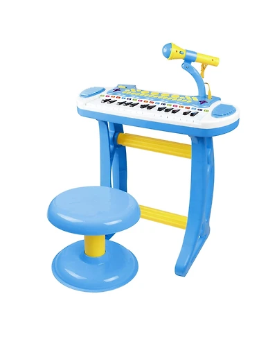 Qaba Kids Toddler Toy Piano Keyboard w/ Sitting Stool & Working Microphone,