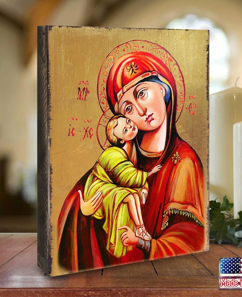 Designocracy Icon Vladimir Virgin Mary Wall Art on Wood 8"