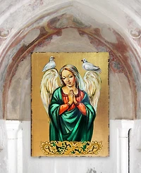 Designocracy Icon Praying Angel Wall Art on Wood 8"