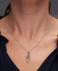 Macy's Citrine, grown Pink Sapphire, Amethyst, grown Blue Sapphire, Peridot and grown White Sapphire Clip Pendant Necklace in Sterling Silver