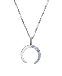 Macy's Blue Topaz (1/5 ct.t.w) Moon Pendant Necklace in Sterling Silver