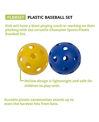 Champion Sports Plastic Baseballs, Set of 18