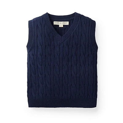 Hope & Henry Baby Boys V-Neck Cable Sweater Vest