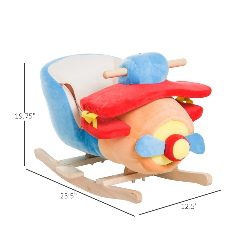 Qaba Baby Rocking Horse, Plush Rocker w/ Realistic Sound, Pedals