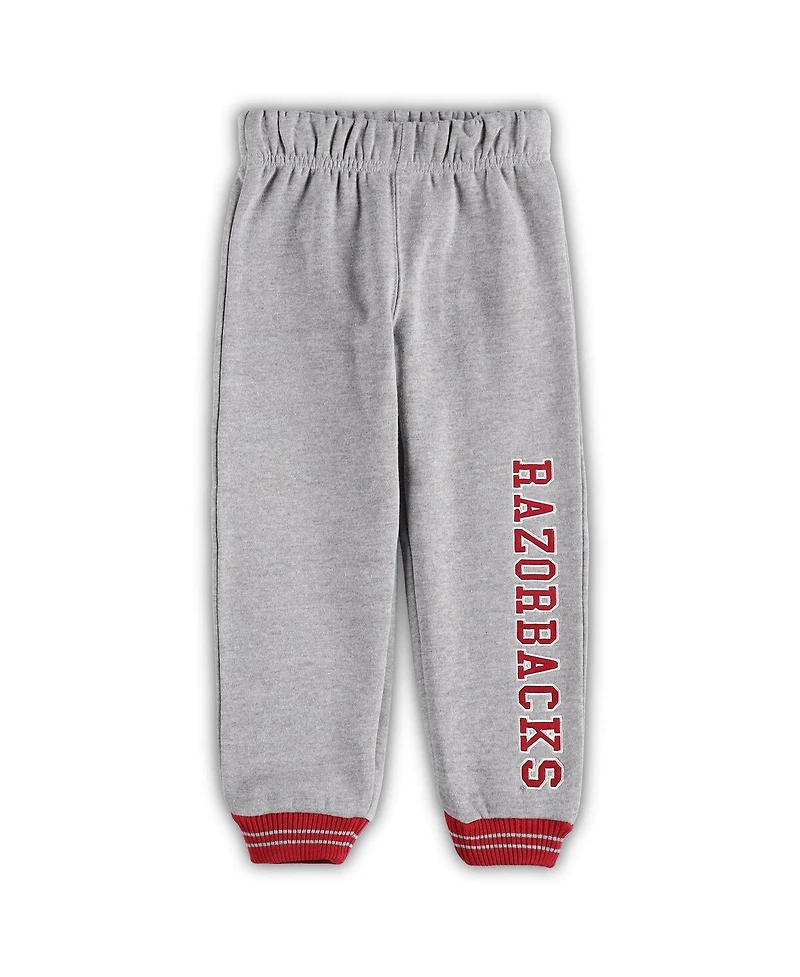 Toddler Boys Colosseum Cardinal, Heathered Gray Arkansas Razorbacks Poppies Pullover Hoodie and Sweatpants Set