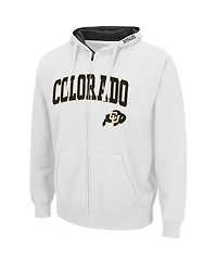 Men's Colosseum White Colorado Buffaloes Arch and Logo 3.0 Full-Zip Hoodie