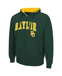 Men's Colosseum Green Baylor Bears Arch and Logo 3.0 Full-Zip Hoodie