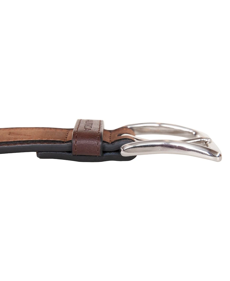 Nautica Men's Casual Leather Belt with Suede Overlay