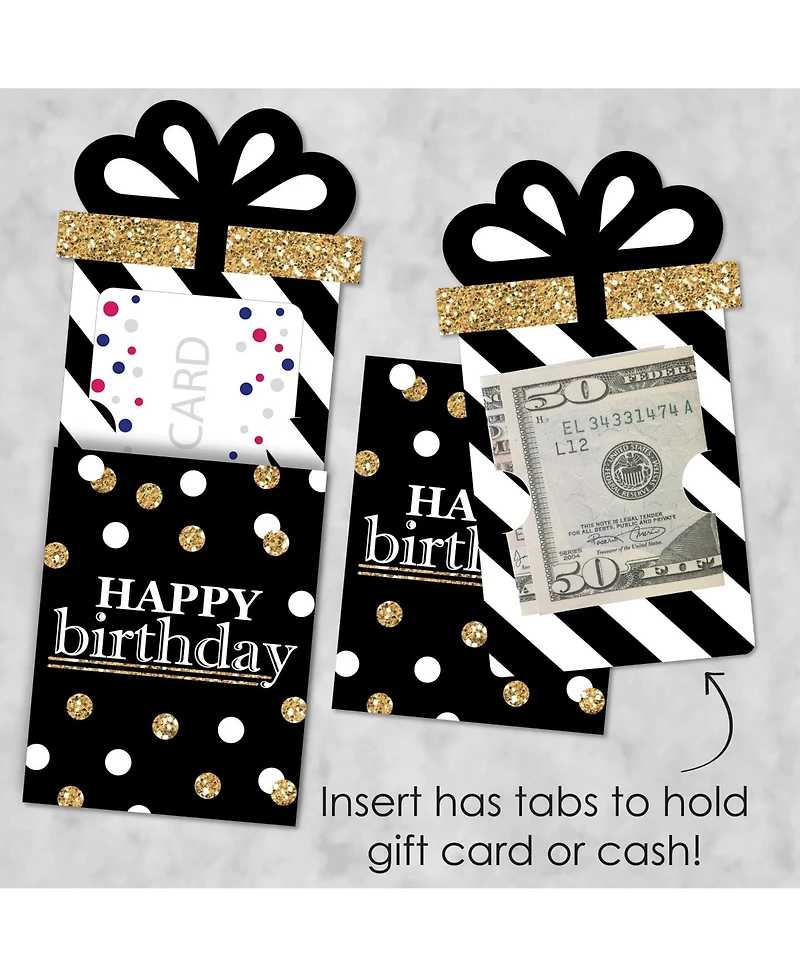 Adult Happy Birthday - Gold - Money & Nifty Gifty Card Holders - Set of 8