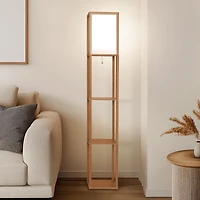 Maxwell 63" Led Shelf Column Floor Lamp with Lantern Shade