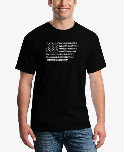 La Pop Art Men's Glory Hallelujah Flag Word Short Sleeve T-shirt
