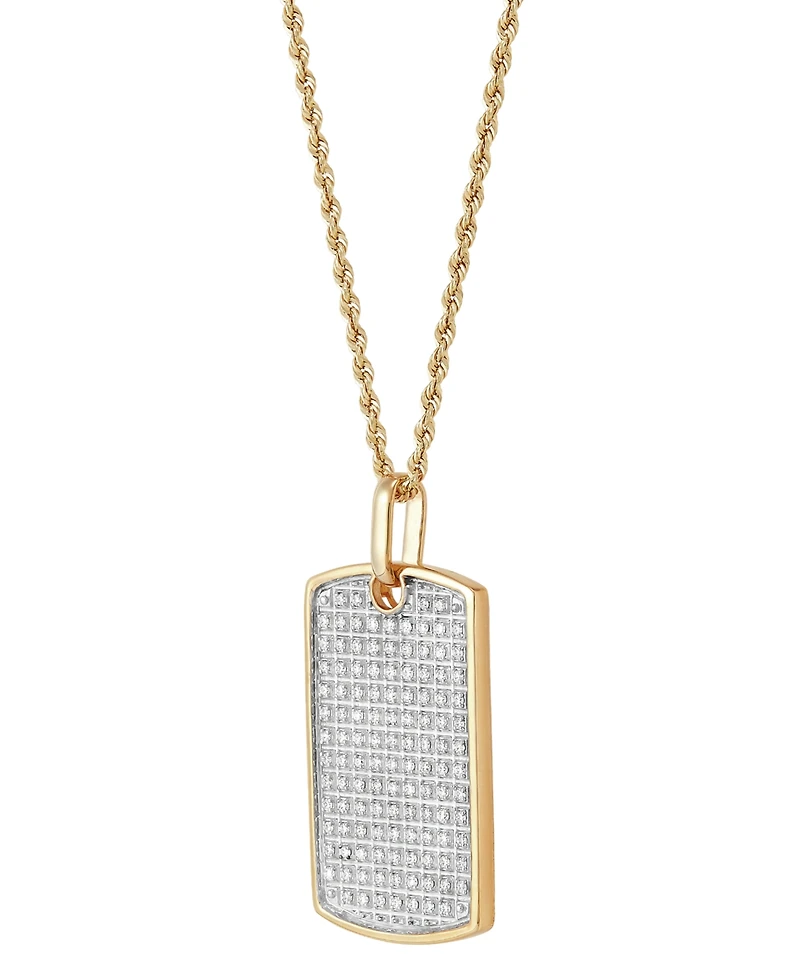 Grown With Love Men's Lab Grown Diamond Pave Dog Tag 22" Pendant Necklace (1 ct. t.w.) in 10k Gold