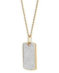 Grown With Love Men's Lab Grown Diamond Pave Dog Tag 22" Pendant Necklace (1 ct. t.w.) in 10k Gold