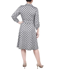 Ny Collection Petite 3/4 Sleeve Roll Tab Shirtdress