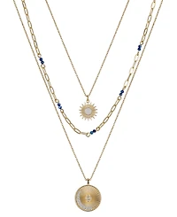 Unwritten Lapis and Cubic Zirconia Star, Moon and Sun Pendant Necklace Set, 3 piece