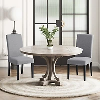WestinTrends Upholstered Linen Fabric Dining Chair Set of 2