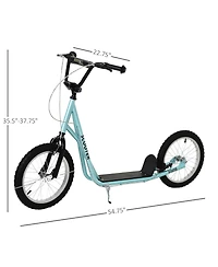 Aosom Kids Scooter Height Adjustable Inflatable Tires Ride On Toy For 5+