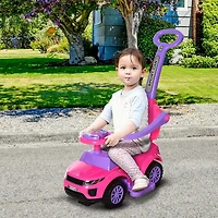 Aosom 3 in 1 Push Car, Sliding Car with Horn Music Light