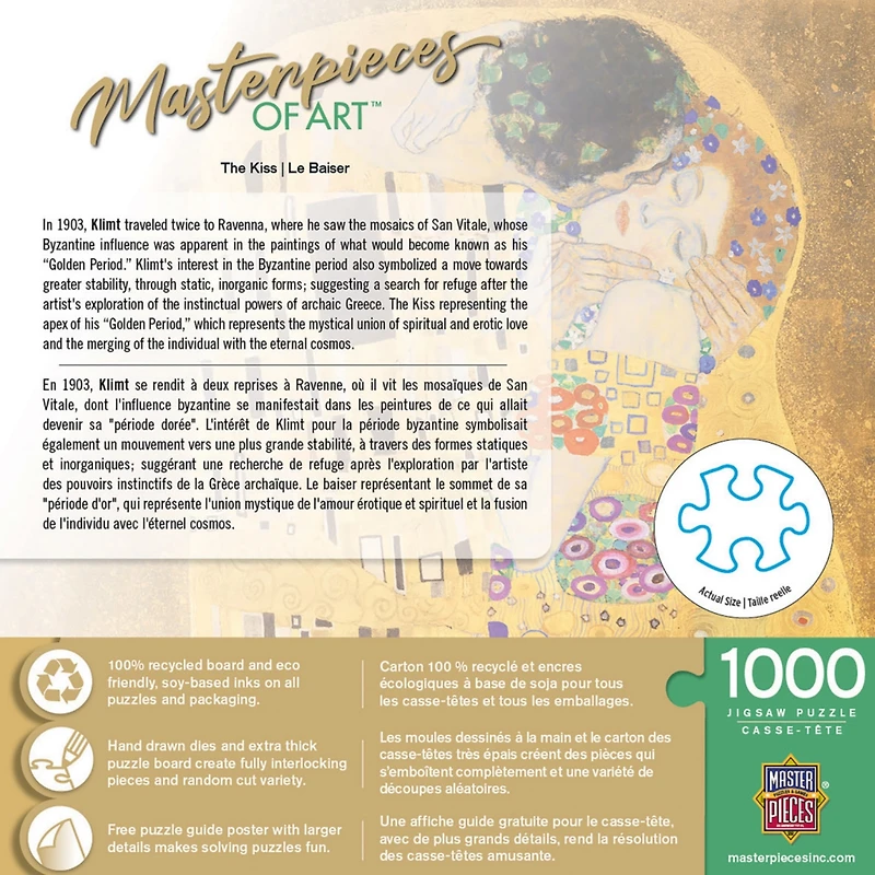 Masterpieces of Art - The Kiss 1000 Piece Jigsaw Puzzle