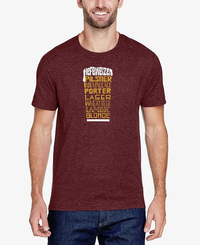 La Pop Art Men's Premium Blend Word Styles of Beer T-shirt