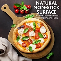 Authentic Bamboo Pizza Peel Wood with Easy Glide Edges & Handle For Transferring & Serving
