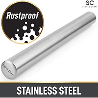 Smooth Tapered Professional French Stainless Steel Rolling Pin