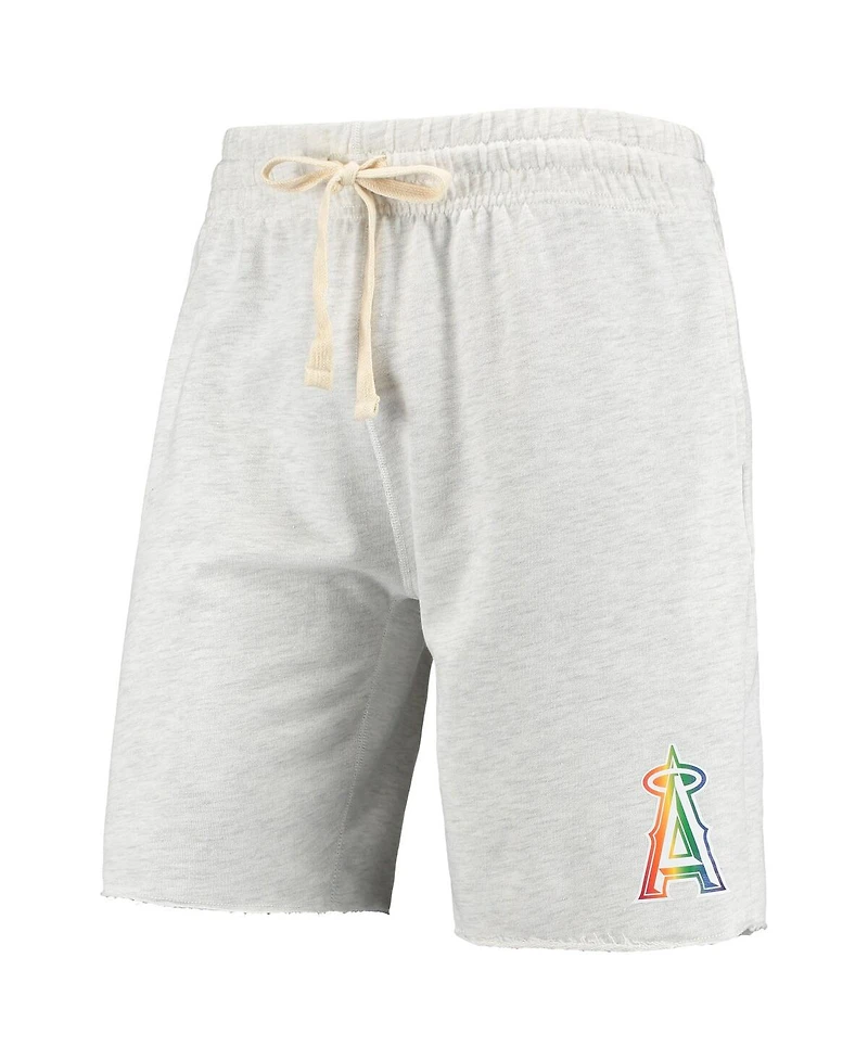 Men's Concepts Sport Oatmeal Los Angeles Angels Mainstream Logo Terry Tri-Blend Shorts