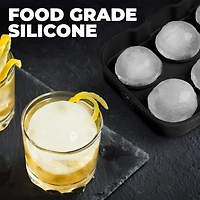 Silicone Ice Cube Trays Set of 2 - Large Square Molds and Sphere Ball Maker with Lid