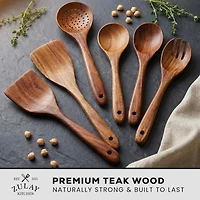 6-Piece Natural Teak Wooden Utensils for Cooking