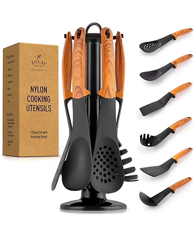 Zulay Kitchen 7 Pc. Non Stick Nylon Kitchen Utensil Set With Rotating Stand